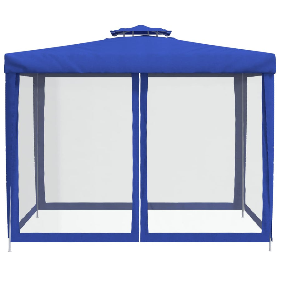 Gazebo with Double Roof Blue 3x3x2.68 m Fabric