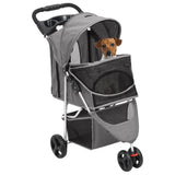 Folding Dog Stroller Grey 80x46x98 cm Oxford Fabric - Front View