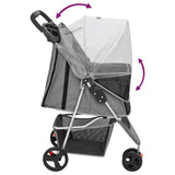 Folding Dog Stroller Grey 80x46x98 cm Oxford Fabric - Rear View