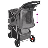 Folding Dog Stroller Grey 80x46x98 cm Oxford Fabric - Close-Up Angle