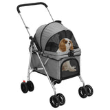 Folding Dog Stroller Grey 76x50x100 cm Oxford Fabric - Front View
