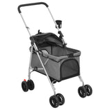 Folding Dog Stroller Grey 76x50x100 cm Oxford Fabric - 45-Degree Angle