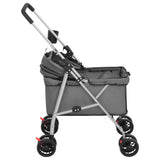 Folding Dog Stroller Grey 76x50x100 cm Oxford Fabric