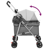 Folding Dog Stroller Grey 76x50x100 cm Oxford Fabric - Close-Up Angle