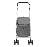 Folding Dog Stroller Grey 100x49x96 cm Linen Fabric - Top-Down View
