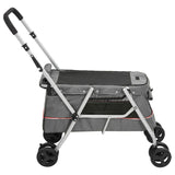 Folding Dog Stroller Grey 100x49x96 cm Linen Fabric - 45-Degree Angle
