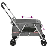 Folding Dog Stroller Grey 100x49x96 cm Linen Fabric - Close-Up Angle