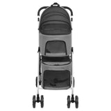 2-Layers Folding Dog Stroller Grey 83x48x97 cm Oxford Fabric - Side View