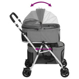 2-Layers Folding Dog Stroller Grey 83x48x97 cm Oxford Fabric - Rear View