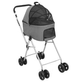 2-Layers Folding Dog Stroller Grey 83x48x97 cm Oxford Fabric - Low Angle