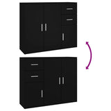 Sideboard Black 91x29.5x75 cm Engineered Wood - Extra Image