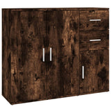 Sideboard Smoked Oak 91x29.5x75 cm Engineered Wood - Front View