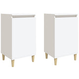 Bedside Cabinets 2 pcs White 40x35x70 cm Engineered Wood - Front View