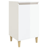 Bedside Cabinet High Gloss White 40x35x70 cm Engineered Wood - Front View