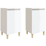 Bedside Cabinets 2 pcs High Gloss White 40x35x70 cm Engineered Wood - Front View