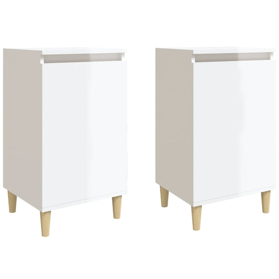 Bedside Cabinets 2 pcs High Gloss White 40x35x70 cm