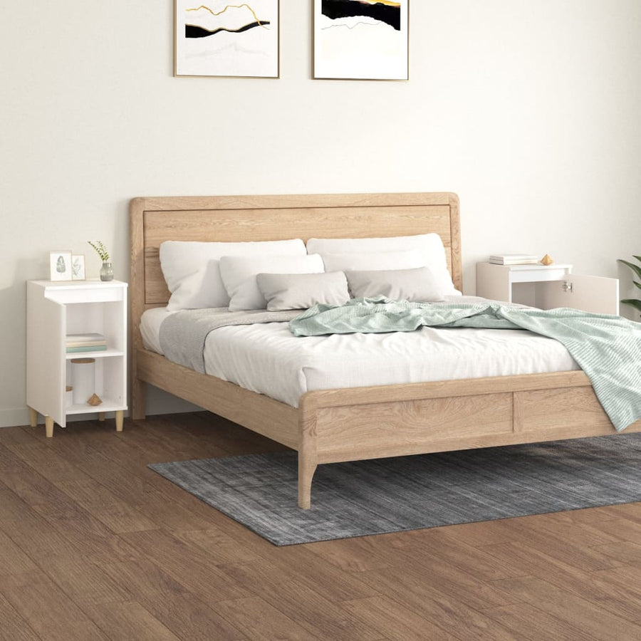 Bedside Cabinets 2 pcs High Gloss White 40x35x70 cm