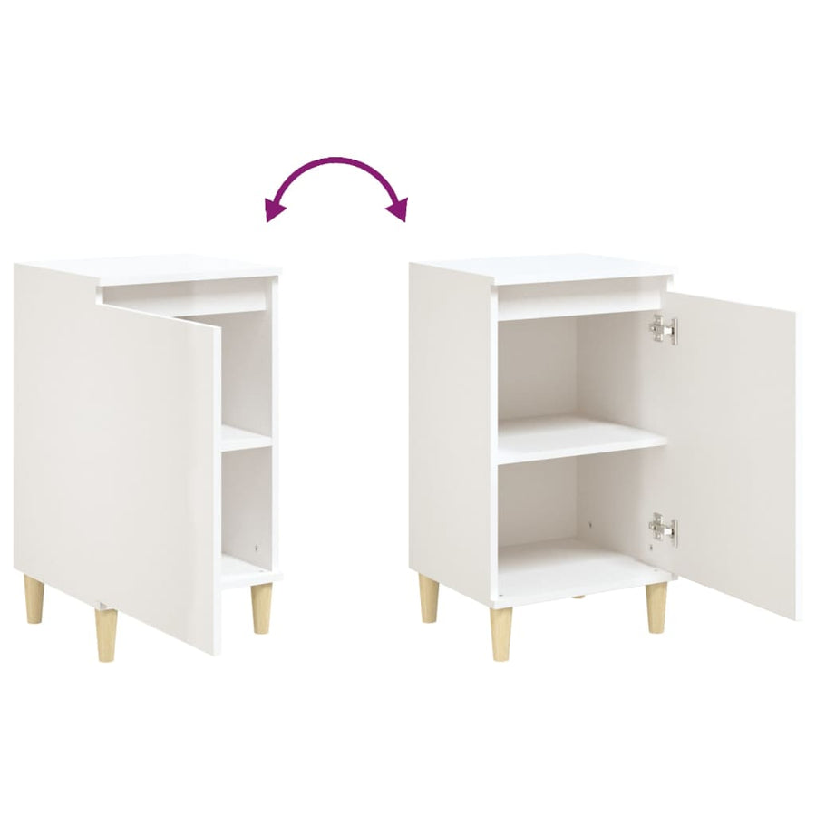 Bedside Cabinets 2 pcs High Gloss White 40x35x70 cm