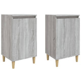 Bedside Cabinets 2 pcs Grey Sonoma 40x35x70 cm Engineered Wood - Front View