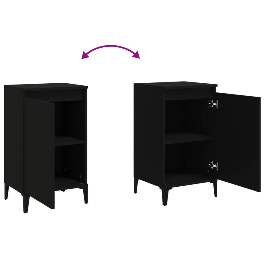 Bedside Cabinets 2 pcs Black 40x35x70 cm Engineered Wood