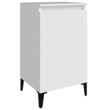 Bedside Cabinet High Gloss White 40x35x70 cm Engineered Wood - Front View