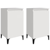 Bedside Cabinets 2 pcs High Gloss White 40x35x70cm Engineered Wood - Front View