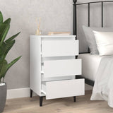 Bedside Cabinet White 40x35x70 cm Engineered Wood - Side View