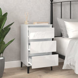 Bedside Cabinet High Gloss White 40x35x70 cm Engineered Wood - Side View