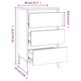 Bedside Cabinet Concrete Grey 40x35x70 cm Engineered Wood - Extra Image
