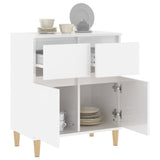 Sideboard High Gloss White 60x35x70 cm Engineered Wood - 45-Degree Angle