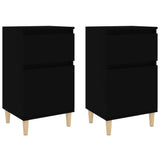 Bedside Cabinets 2 pcs Black 40x35x70 cm - Front View
