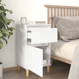 Bedside Cabinet High Gloss White 40x35x70 cm - Side View