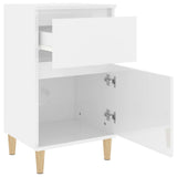 Bedside Cabinet High Gloss White 40x35x70 cm - Low Angle