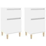 Bedside Cabinets 2 pcs High Gloss White 40x35x70 cm - Front View