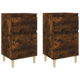 Bedside Cabinets 2 pcs Smoked Oak 40x35x70 cm - Front View