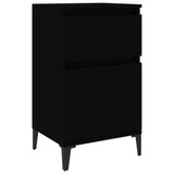 Bedside Cabinet Black 40x35x70 cm - Front View