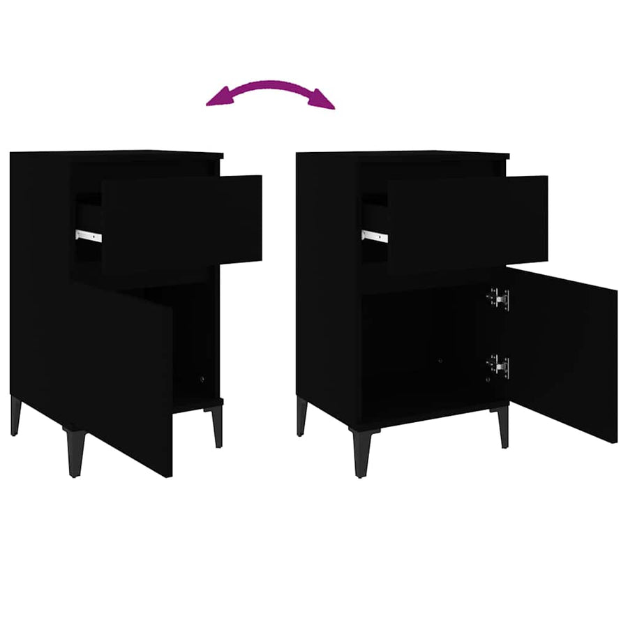 Bedside Cabinet Black 40x35x70 cm