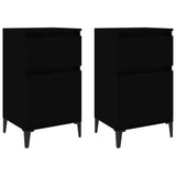 Bedside Cabinets 2 pcs Black 40x35x70 cm - Front View
