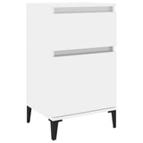 Bedside Cabinet High Gloss White 40x35x70 cm - Front View