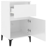 Bedside Cabinet High Gloss White 40x35x70 cm - Low Angle