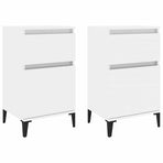 Bedside Cabinets 2 pcs High Gloss White 40x35x70 cm