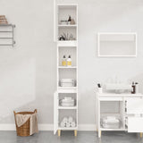 Bathroom Cabinet White 30x30x190 cm Engineered Wood - Side View