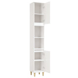 Bathroom Cabinet High Gloss White 30x30x190 cm Engineered Wood - Close-Up Angle