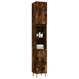 Bathroom Cabinet Smoked Oak 30x30x190 cm Engineered Wood - Top-Down View