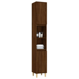 Bathroom Cabinet Brown Oak 30x30x190 cm Engineered Wood - Top-Down View