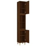 Bathroom Cabinet Brown Oak 30x30x190 cm Engineered Wood - Close-Up Angle