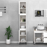 Bathroom Cabinet White 30x30x190 cm Engineered Wood - Side View