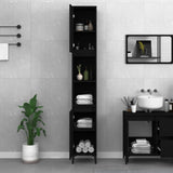Bathroom Cabinet Black 30x30x190 cm Engineered Wood - Side View