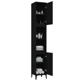 Bathroom Cabinet Black 30x30x190 cm Engineered Wood