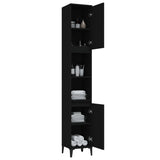 Bathroom Cabinet Black 30x30x190 cm Engineered Wood - Top-Down View